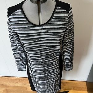 Grey layered stripped dress